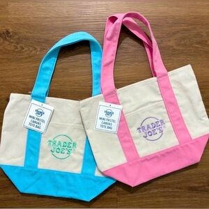 NWT Trader Joe’s Set of 2 Mini Tote Blue and Pink Pastel Easter 2026